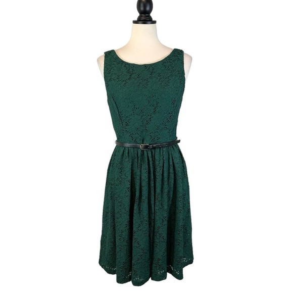 Coldwater Creek Green Lace Fit & Flare Dress (B31#18) - Picture 1 of 14